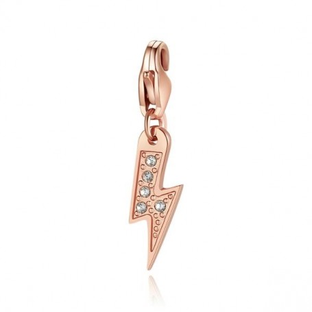 SAGAPO - COLLEZIONE HAPPY - CHARM A FORMA DI FULMINE IN ACCIAIO E PVD ORO ROSA