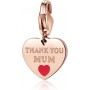 SAGAPO - COLLEZIONE HAPPY - CHARM A FORMA DI CUORE CON SCRITTA "THANK YOU MUM" IN ACCIAIO E PVD ORO ROSA