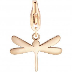 SAGAPO - COLLEZIONE HAPPY - CHARM A FORMA DI LIBELLULA IN ACCIAIO E PVD ORO ROSA