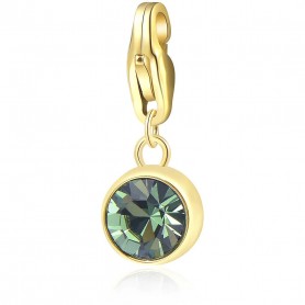 SAGAPO - COLLEZIONE HAPPY - CHARM IN ACCIAIO E PVD ORO CON CRISTALLO VERDE
