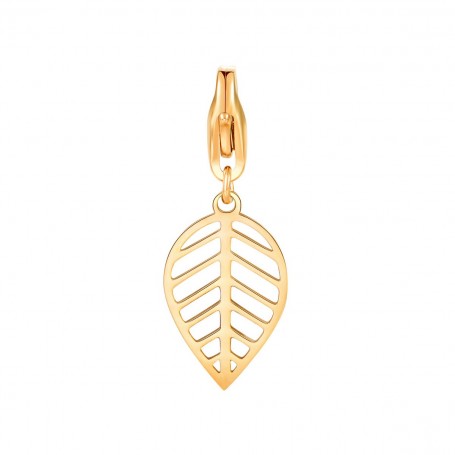 SAGAPO - COLLEZIONE HAPPY - CHARM A FORMA DI FOGLIA IN ACCIAIO E PVD ORO