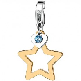 SAGAPO - COLLEZIONE HAPPY - CHARM A FORMA DI STELLA IN ACCIAIO E PVD ORO