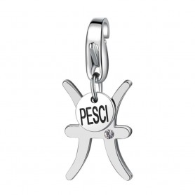 SAGAPO - COLLEZIONE HAPPY - CHARM A FORMA DI SEGNO ZODIACALE PESCI IN ACCIAIO