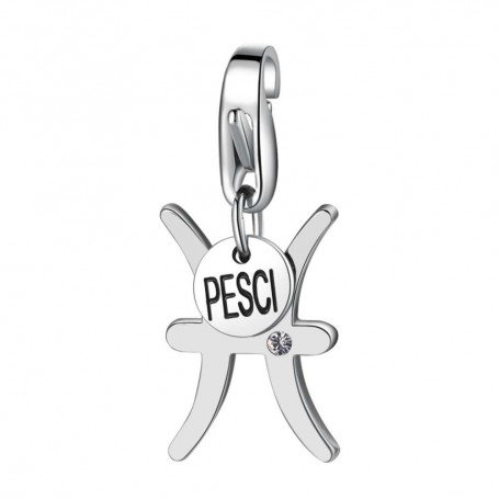 SAGAPO - COLLEZIONE HAPPY - CHARM A FORMA DI SEGNO ZODIACALE PESCI IN ACCIAIO