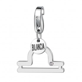 SAGAPO - COLLEZIONE HAPPY - CHARM A FORMA DI SEGNO ZODIACALE BILANCIA IN ACCIAIO