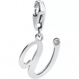 SAGAPO - COLLEZIONE HAPPY - CHARM CON LETTERA V IN ACCIAIO