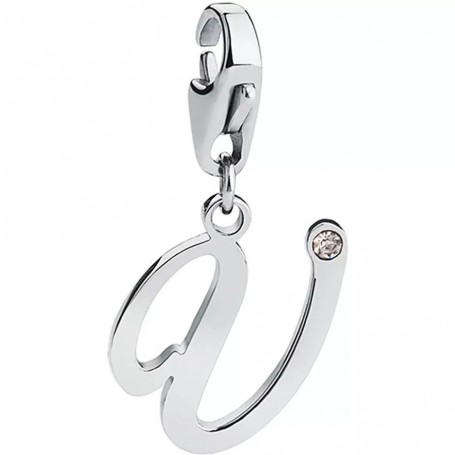 SAGAPO - COLLEZIONE HAPPY - CHARM CON LETTERA V IN ACCIAIO