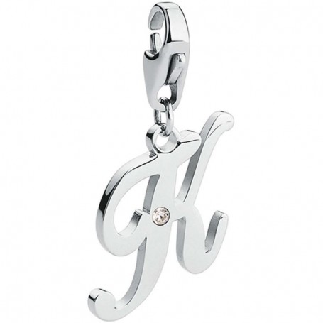 SAGAPO - COLLEZIONE HAPPY - CHARM CON LETTERA K IN ACCIAIO