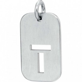 SAGAPO - COLLEZIONE TAG.ME - PIASTRINA CON LETTERA T IN ACCIAIO