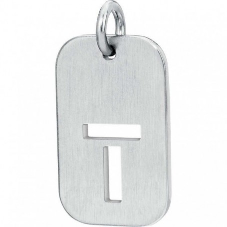 SAGAPO - COLLEZIONE TAG.ME - PIASTRINA CON LETTERA T IN ACCIAIO