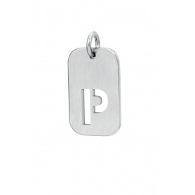 SAGAPO - COLLEZIONE TAG.ME - PIASTRINA CON LETTERA P IN ACCIAIO
