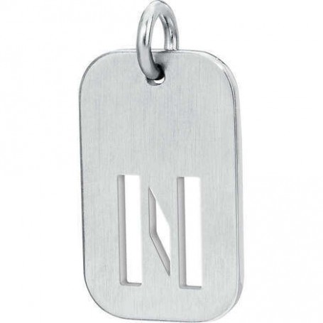 SAGAPO - COLLEZIONE TAG.ME - PIASTRINA CON LETTERA N IN ACCIAIO