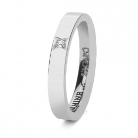 SAGAPO - COLLEZIONE FORLOVE - ANELLO FEDINA CON INCISIONE INTERNA "BE MINE" IN ACCIAIO CON ZIRCONE BIANCO