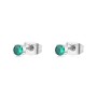 SAGAPO - COLLEZIONE DAZZLY - ORECCHINI A LOBO IN ACCIAIO CON CUBIC ZIRCONIA COLORE EMERALD