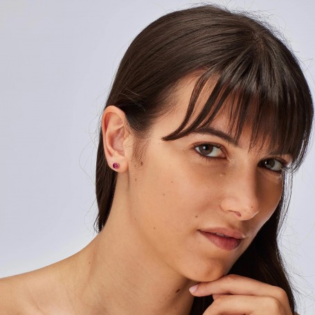 SAGAPO - COLLEZIONE DAZZLY - ORECCHINI A LOBO IN ACCIAIO CON CUBIC ZIRCONIA COLORE ROSE