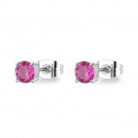 SAGAPO - COLLEZIONE DAZZLY - ORECCHINI A LOBO IN ACCIAIO CON CUBIC ZIRCONIA COLORE ROSE