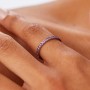 SAGAPO - COLLEZIONE DAZZLY - ANELLO VERETTA IN ACCIAIO CON ZIRCONI COLORE AMETISTA