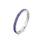 SAGAPO - COLLEZIONE DAZZLY - ANELLO VERETTA IN ACCIAIO CON ZIRCONI COLORE AMETISTA