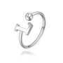 SAGAPO - COLLEZIONE CLICK - ANELLO IN ACCIAIO A FORMA DI LETTERA L E CRISTALLO