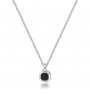 SAGAPO - COLLEZIONE CASTLE - COLLANA CON PENDENTE CON SMALTO NERO IN ACCIAIO