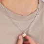 SAGAPO - COLLEZIONE BOUND - COLLANA IN ACCIAIO CON PENDENTE SATINATO A FORMA DI ESAGONO E FINITURA PVD ORO 14K