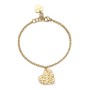 SAGAPO - COLLEZIONE EMOTION - BRACCIALE IN ACCIAIO E FINITURA PVD ORO 14K CON PENDENTE A FORMA DI CUORE E TEXTURE MARTELLATA