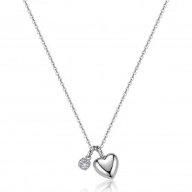 SAGAPO - COLLEZIONE CLICK - COLLANA GIROCOLLO IN ACCIAIO CON CIONDOLO A FORMA DI CUORE E CUBIC ZIRCONIA
