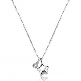SAGAPO - COLLEZIONE CLICK - COLLANA GIROCOLLO IN ACCIAIO CON CIONDOLO A FORMA DI STELLA E CUBIC ZIRCONIA