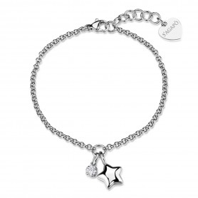 SAGAPO - COLLEZIONE CLICK - BRACCIALE IN ACCIAIO CON CIONDOLO A FORMA DI STELLA E CUBIC ZIRCONIA