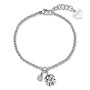 SAGAPO - COLLEZIONE CLICK - BRACCIALE IN ACCIAIO CON CIONDOLO A FORMA DI QUADRIFOGLIO E CUBIC ZIRCONIA