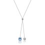 SAGAPO - COLLEZIONE DAZZLY - COLLANA CRAVATTINO IN ACCIAIO CON CUBIC ZIRCONIA COLORE ACQUAMARINA E BIANCHI