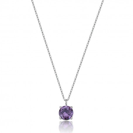 SAGAPO - COLLEZIONE DAZZLY - COLLANA GIROCOLLO IN ACCIAIO CON CUBIC ZIRCONIA COLORE AMETISTA