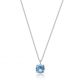 SAGAPO - COLLEZIONE DAZZLY - COLLANA GIROCOLLO IN ACCIAIO CON CUBIC ZIRCONIA COLORE ACQUAMARINA