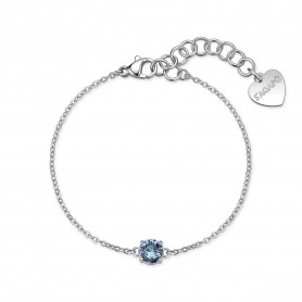 SAGAPO - COLLEZIONE DAZZLY - BRACCIALE IN ACCIAIO CON CUBIC ZIRCONIA COLORE ACQUAMARINA