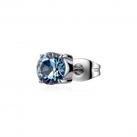 SAGAPO - COLLEZIONE DAZZLY - ORECCHINO AL LOBO IN ACCIAIO CON CUBIC ZIRCONIA COLORE ACQUAMARINA