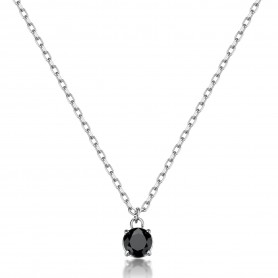 SAGAPO - COLLEZIONE TRICKY - COLLANA GIROCOLLO IN ACCIAIO CON CUBIC ZIRCONIA NERO