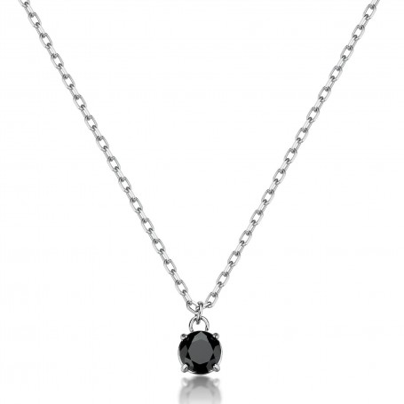 SAGAPO - COLLEZIONE TRICKY - COLLANA GIROCOLLO IN ACCIAIO CON CUBIC ZIRCONIA NERO