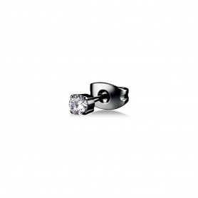 SAGAPO - COLLEZIONE TRICKY - ORECCHINO A LOBO IN ACCIAIO E FINITURA PVD COLORE RUTENIO CON CUBIC ZIRCONIA PICCOLO