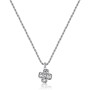 SAGAPO - COLLEZIONE FEELINGS - COLLANA CATENA TORCHON IN ACCIAIO CON PENDENTE A FORMA DI QUADRIFOGLIO E CUBIC ZIRCONIA BIANCHI