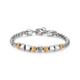 SAGAPO - COLLEZIONE RIOT - BRACCIALE CATENA IN ACCIAIO CON SFERE LAVORATE E DADI ESAGONALI CON FINITURA PVD ORO 14K