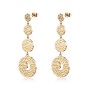 SAGAPO - COLLEZIONE GIPSY - ORECCHINI PENDENTI IN ACCIAIO CON TEXTURE MARTELLATA, FINITURA PVD ORO 14K E SIMBOLO DELLA LUNA