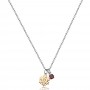 SAGAPO - COLLEZIONE JOYFUL - COLLANA IN ACCIAIO CON PENDENTE FIOCCO DI NEVE IN PVD ORO 14K E ZIRCONE ROSSO