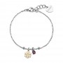 SAGAPO - COLLEZIONE JOYFUL - BRACCIALE IN ACCIAIO CON PENDENTE FIOCCO DI NEVE IN PVD ORO 14K E ZIRCONE ROSSO