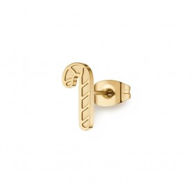 SAGAPO - COLLEZIONE JOYFUL - MONO ORECCHINO IN ACCIAIO E PVD ORO 14K A FORMA DI BASTONCINO DI ZUCCHERO