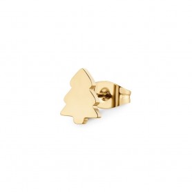 SAGAPO - COLLEZIONE JOYFUL - MONO ORECCHINO IN ACCIAIO E PVD ORO 14K A FORMA DI ALBERO DI NATALE