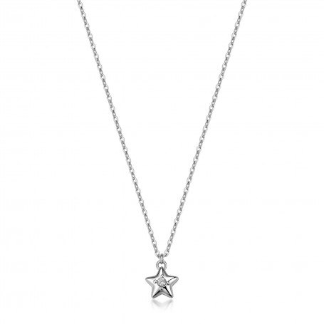 SAGAPO - COLLEZIONE AURORA - COLLANA GIROCOLLO IN ACCIAIO CON PENDENTE A FORMA DI STELLA E CRISTALLO