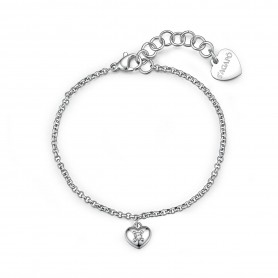 SAGAPO - COLLEZIONE AURORA - BRACCIALE IN ACCIAIO CON PENDENTE A FORMA DI CUORE E CRISTALLO