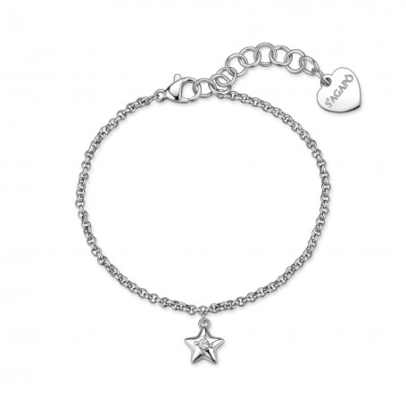 SAGAPO - COLLEZIONE AURORA - BRACCIALE IN ACCIAIO CON PENDENTE A FORMA DI STELLA E CRISTALLO