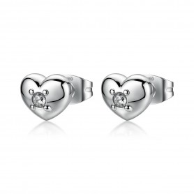 SAGAPO - COLLEZIONE AURORA - ORECCHINI AL LOBO A FORMA DI CUORE IN ACCIAIO CON CRISTALLI