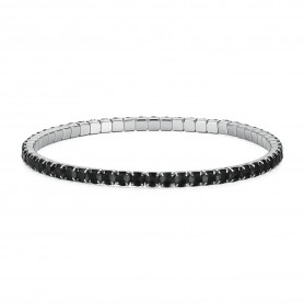 SAGAPO - COLLEZIONE TRICKY - BRACCIALE TENNIS ELESTICO IN ACCIAIO CON CUBIC ZIRCONIA NERI